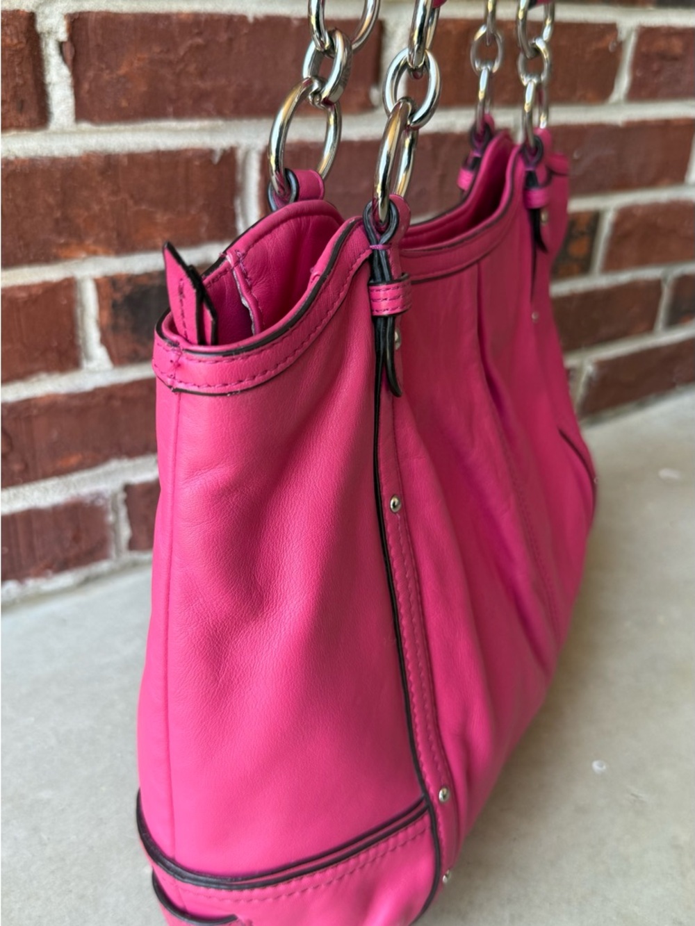 Coach Pink Leather Shoulder Bag - Picture 3 of 16